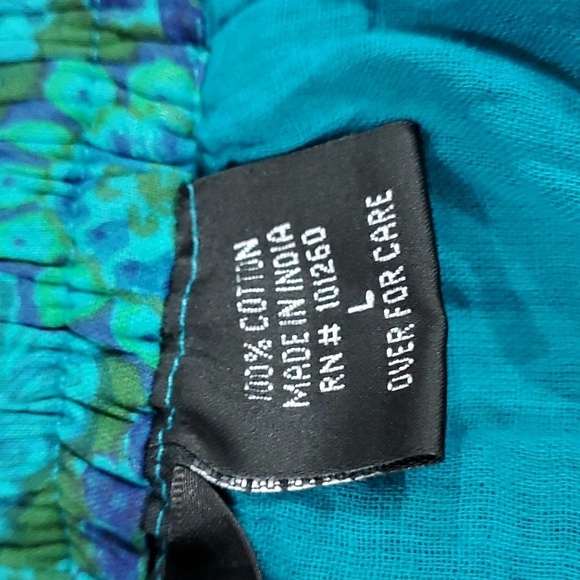 BLUE GREEN GAUZY SKIRT BOLD STATEMENT HIPPIE BOHO GYPSY FLOWY COMFY SIZE LARGE - Picture 9 of 12